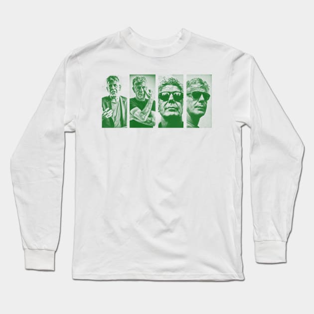 Anthony Bourdain// green solid style Long Sleeve T-Shirt by Loreatees